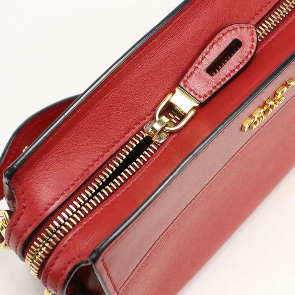PRADA Red Leather Saffiano Shoulder Bag - Picture 7 of 9